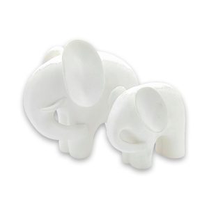 Set Decorativo de Elefantes en Resina Blanca LD522