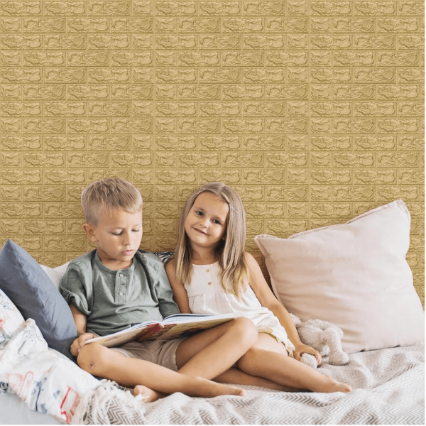 Adhesivo 3D para pared amarillo oro