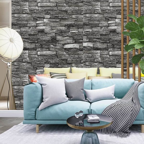 Adhesivo ladrillo negro en la pared