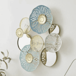 Cuadro Decorativo Floral Metálico con Espejos