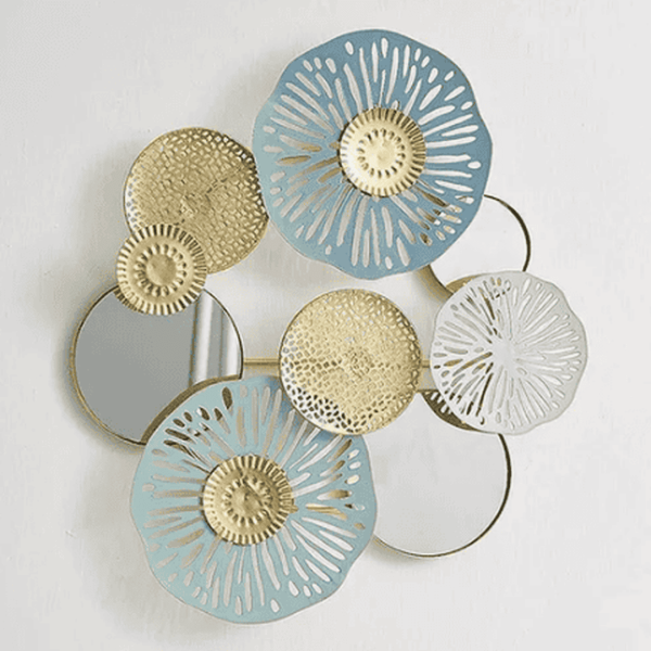 Cuadro Decorativo Floral Metálico con Espejos mm