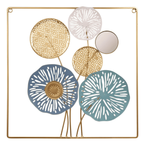 Cuadro de Metal con Espejo y Flores