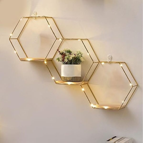 Repisa Decorativa Panal Dorado