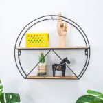 Repisa Circular Metálica con Repisas de Madera