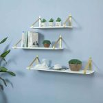 Set de Repisas Flotantes Blancas con Soporte Dorado