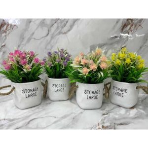 Maceta Decorativa con Flores Artificiales de Colores